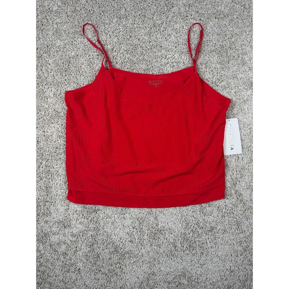 Athleta FWS Perforated Cami Tank Top Women's XL Red NWT Featherweight Stretch